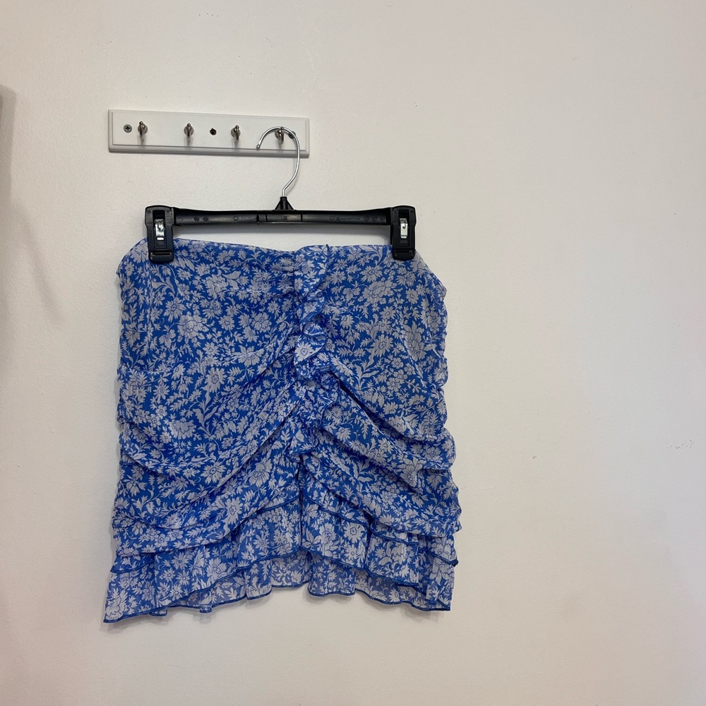 Deep blue floral print mini skirt